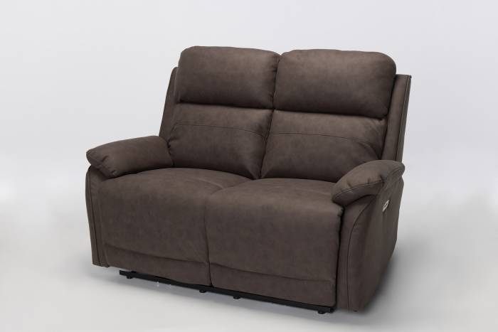 Austin Modern 2 Seater Electric Recliner Sofa - Brown Brushed Faux Suede