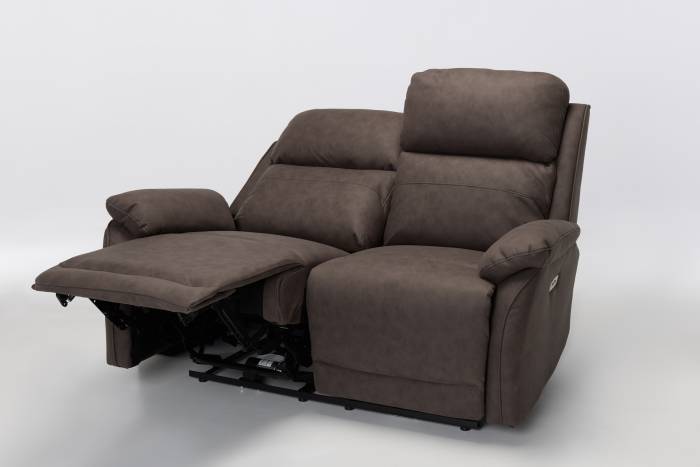 Austin Modern 2 Seater Electric Recliner Sofa - Brown Brushed Faux Suede