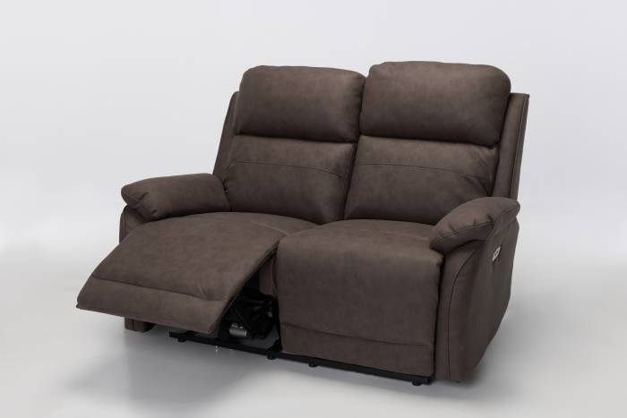 Austin Modern 2 Seater Electric Recliner Sofa - Brown Brushed Faux Suede