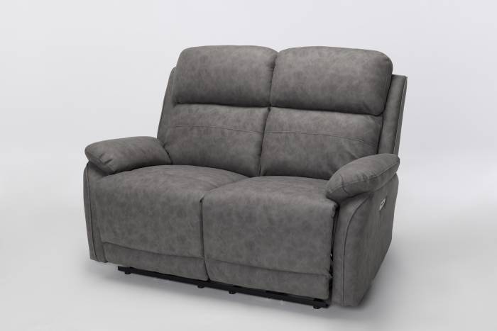 Austin - Modern 2 Seater Electric Recliner Sofa, Dark Grey Brushed Faux Suede