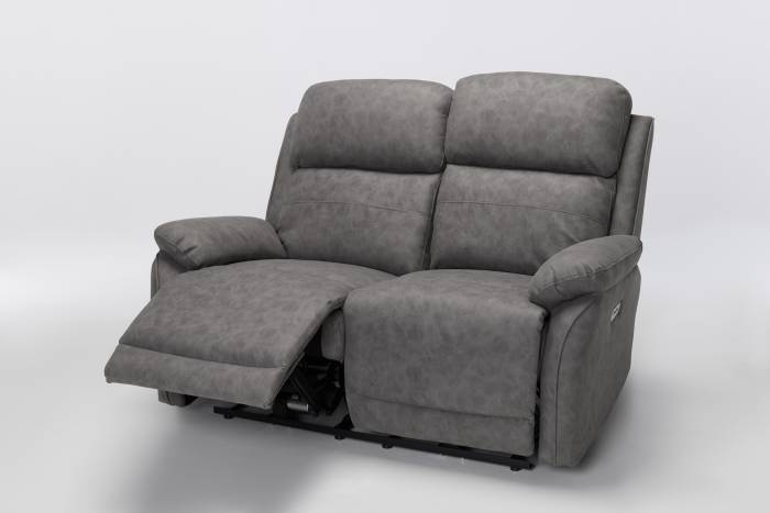 Austin Modern 2 Seater Electric Recliner Sofa - Dark Grey Brushed Faux Suede