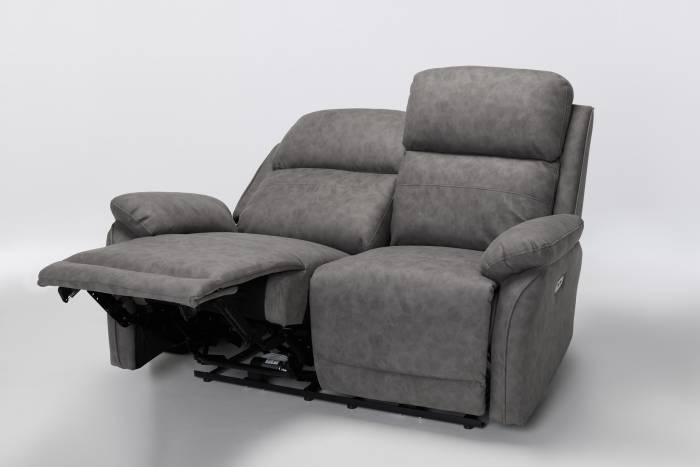 Austin Modern 2 Seater Electric Recliner Sofa - Dark Grey Brushed Faux Suede