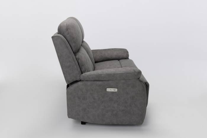 Austin Modern 2 Seater Electric Recliner Sofa - Dark Grey Brushed Faux Suede