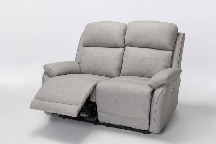 Austin Modern 2 Seater Electric Recliner Sofa - Light Grey Brushed Faux Suede