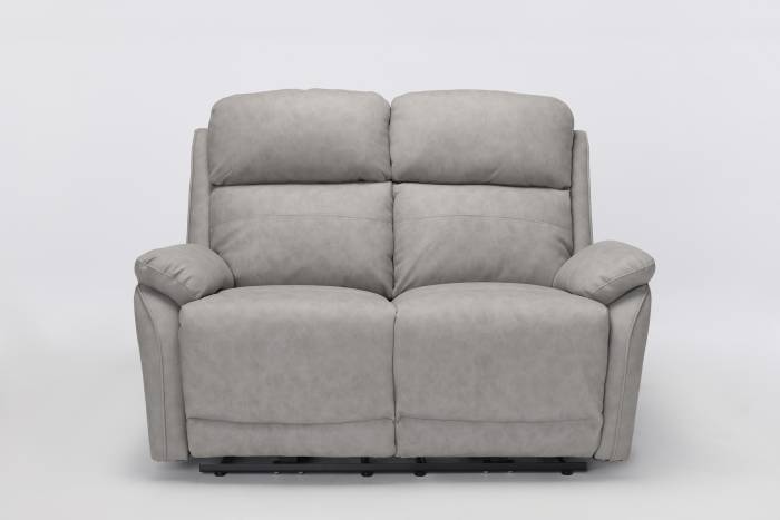 Austin Modern 2 Seater Electric Recliner Sofa - Light Grey Brushed Faux Suede