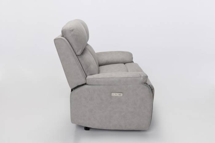 Austin Modern 2 Seater Electric Recliner Sofa - Light Grey Brushed Faux Suede