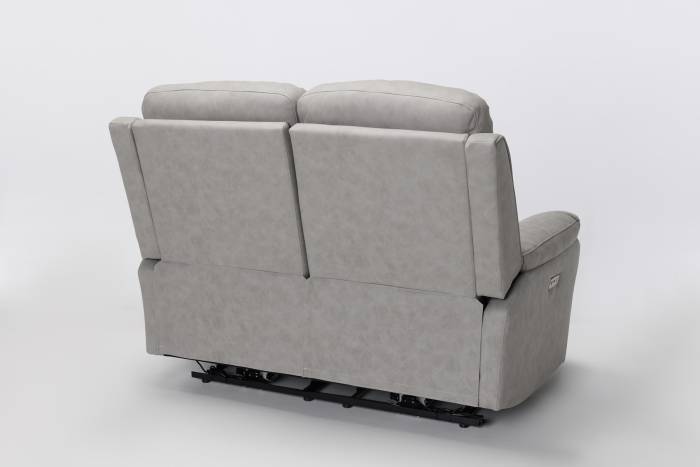 Austin Modern 2 Seater Electric Recliner Sofa - Light Grey Brushed Faux Suede