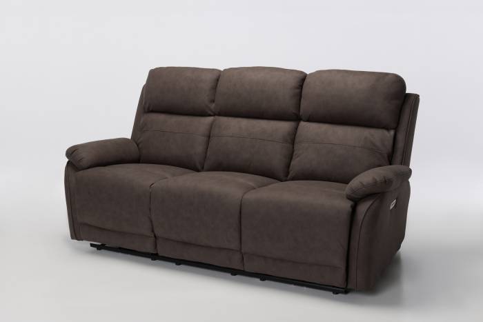 Austin Modern 3 Seater Electric Recliner Sofa - Brown Brushed Faux Suede