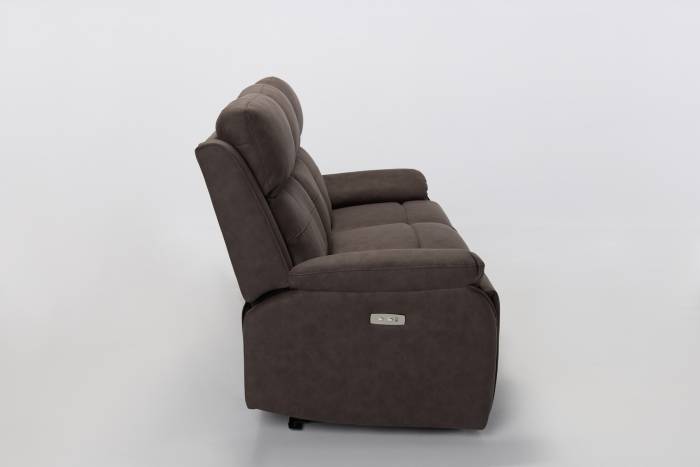 Austin Modern 3 Seater Electric Recliner Sofa - Brown Brushed Faux Suede