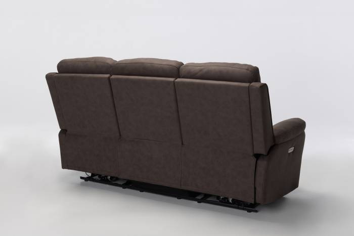 Austin Modern 3 Seater Electric Recliner Sofa - Brown Brushed Faux Suede