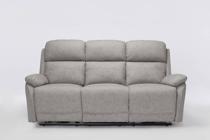 Austin Modern 3 Seater Electric Recliner Sofa - Light Grey Brushed Faux Suede