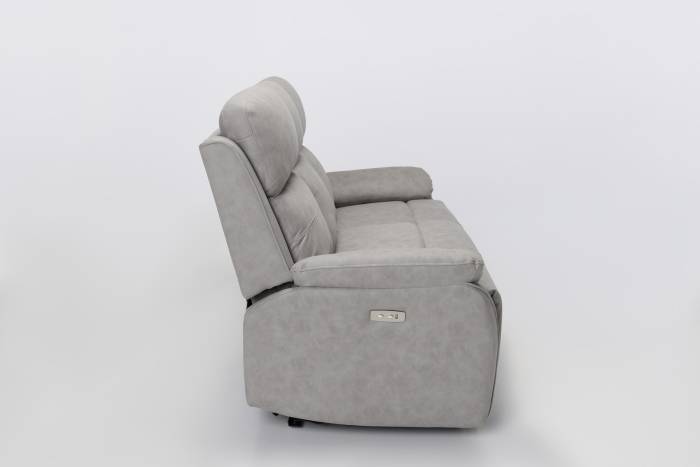 Austin Modern 3 Seater Electric Recliner Sofa - Light Grey Brushed Faux Suede