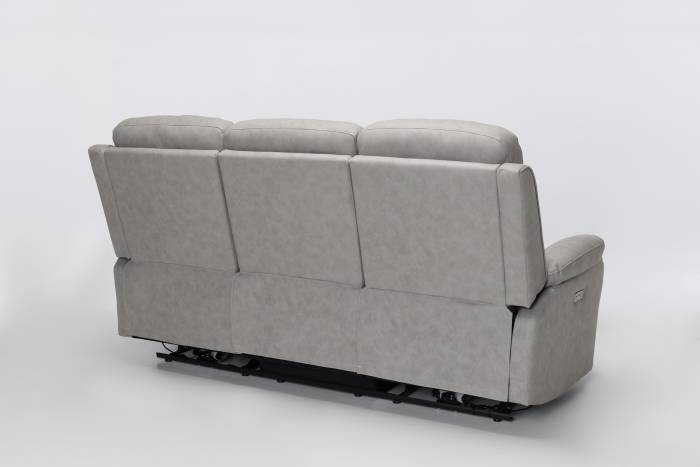 Austin Modern 3 Seater Electric Recliner Sofa - Light Grey Brushed Faux Suede