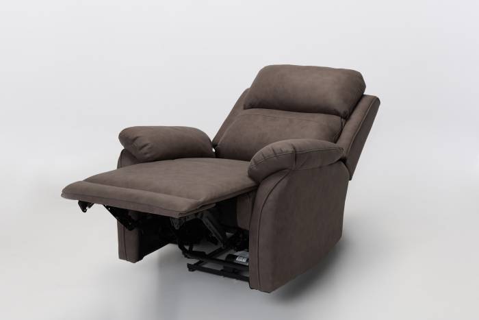 Austin Modern Electric Recliner Armchair in Brown Brushed Faux Suede