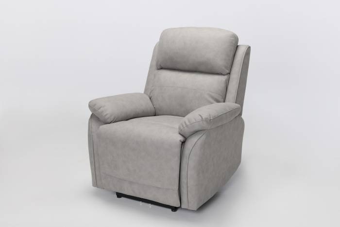 Austin Modern Electric Recliner Armchair - Light Grey Brushed Faux Suede