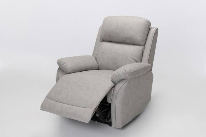 Austin Modern Electric Recliner Armchair - Light Grey Brushed Faux Suede