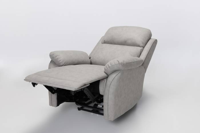 Austin Modern Electric Recliner Armchair - Light Grey Brushed Faux Suede