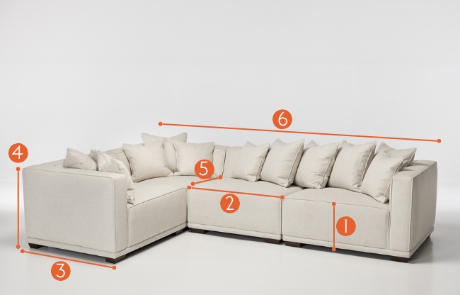 Porto Left Hand Modular L Shape Corner Sofa measurements