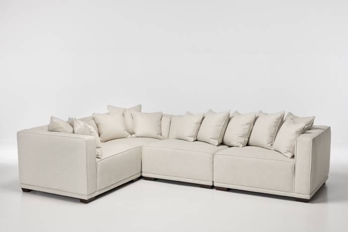 Porto Luxury Left-Hand Modular L Shape Corner Sofa - Soft Cream Linen