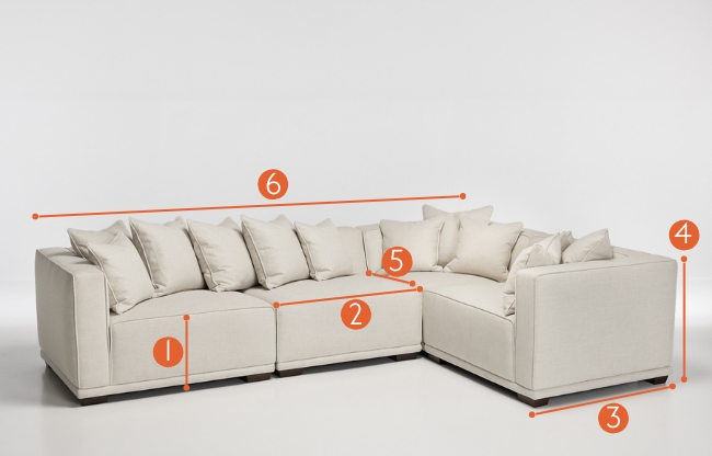 Porto Right Hand Modular L Shape Corner Sofa measurements