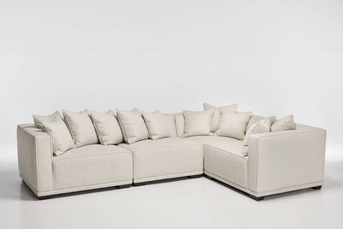 Porto Luxury Right Hand Modular L Shape Corner Sofa - Soft Cream Linen