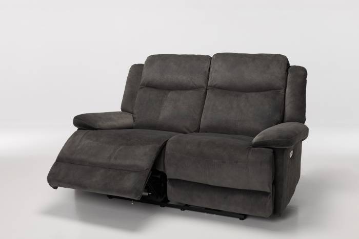 Sanford Modern 2 Seater Electric Recliner Sofa - Grey Textured Velvet