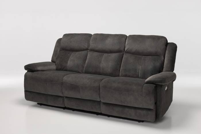 Sanford Modern 3 Seater Electric Recliner Sofa - Grey Textured Velvet