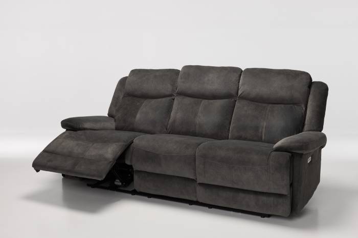 Sanford Modern 3 Seater Electric Recliner Sofa - Grey Textured Velvet