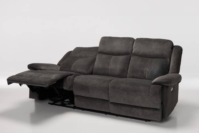 Sanford Modern 3 Seater Electric Recliner Sofa - Grey Textured Velvet