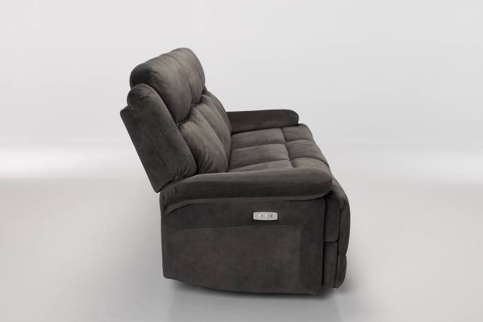 Sanford Modern 3 Seater Electric Recliner Sofa - Grey Textured Velvet