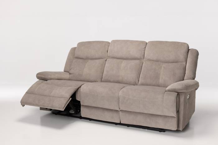 Sanford Modern 3 Seater Electric Recliner Sofa - Mink Textured Velvet