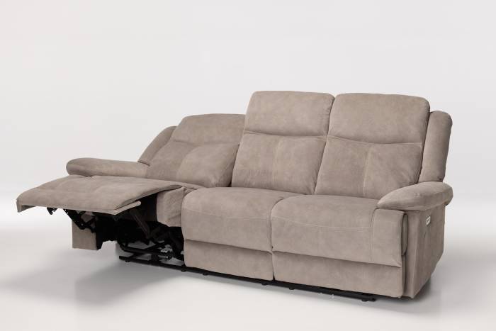 Sanford Modern 3 Seater Electric Recliner Sofa - Mink Textured Velvet