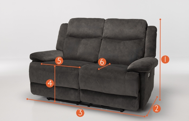 Sanford Electric Recliner 2 Seater Sofa - measurements