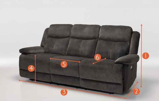 Sanford Electric Recliner 3 Seater Sofa - measurements