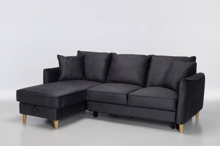 Sonoma Left Hand Corner Chaise Sofa Bed With Storage - Graphite Velvet