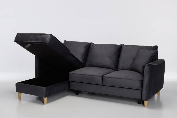 Sonoma Left Hand Corner Chaise Sofa Bed With Storage - Graphite Velvet