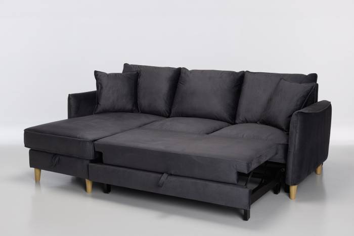 Sonoma Left Hand Corner Chaise Sofa Bed With Storage - Graphite Velvet