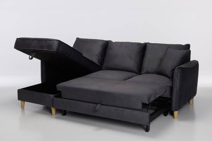 Sonoma Left Hand Corner Chaise Sofa Bed With Storage - Graphite Velvet