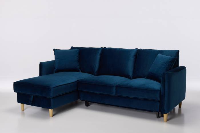 Sonoma Left Hand Corner Chaise Sofa Bed With Storage - Midnight Blue Velvet