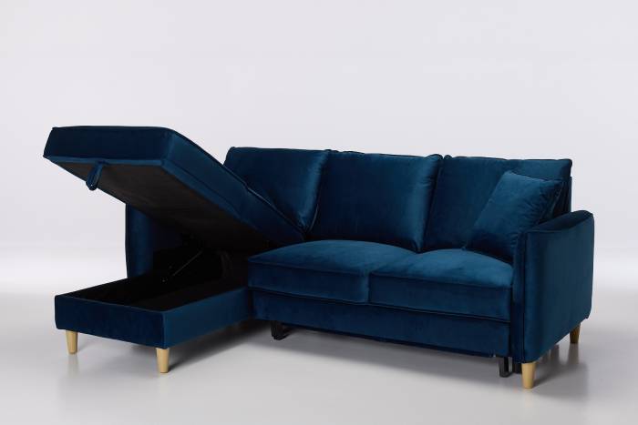 Sonoma Left Hand Corner Chaise Sofa Bed With Storage - Midnight Blue Velvet