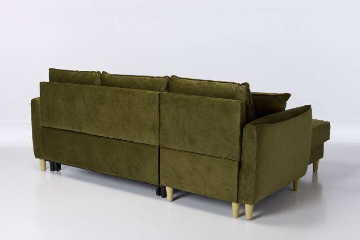 Sonoma Left Hand Corner Chaise Sofa Bed With Storage - Olive Green Velvet