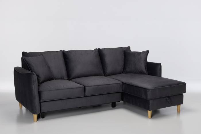 Sonoma Right Hand Corner Chaise Sofa Bed With Storage - Graphite Velvet