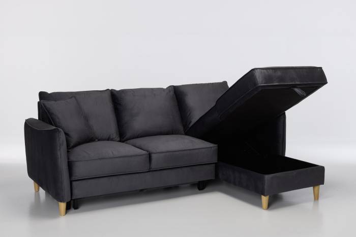 Sonoma Right Hand Corner Chaise Sofa Bed With Storage - Graphite Velvet