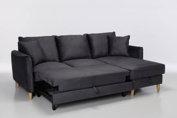 Sonoma Right Hand Corner Chaise Sofa Bed With Storage - Graphite Velvet