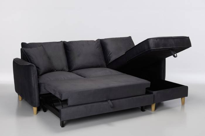 Sonoma Right Hand Corner Chaise Sofa Bed With Storage - Graphite Velvet