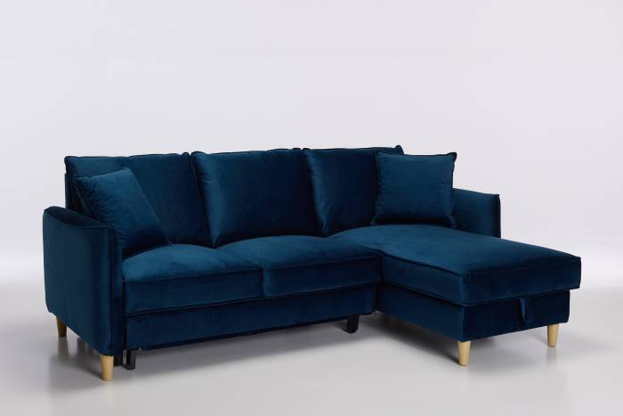 Sonoma Right Hand Corner Chaise Sofa Bed With Storage - Midnight Blue Velvet