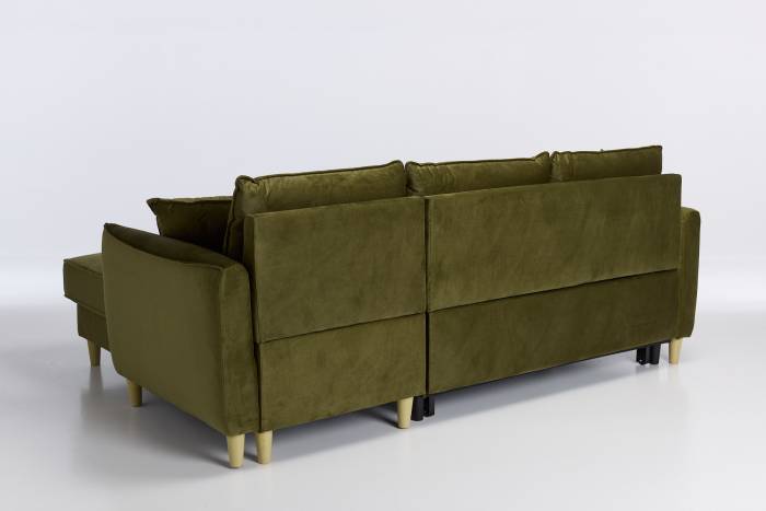 Sonoma Right Hand Corner Chaise Sofa Bed With Storage - Olive Green Velvet