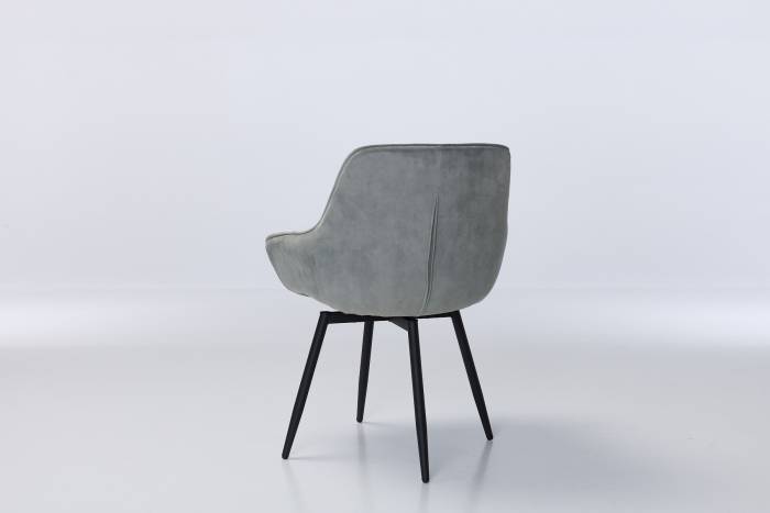 Venice Silver Grey Velvet 360-Degree Swivel Dining Chairs with Black Legs