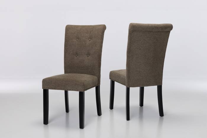 Cabrini Upholstered Dining Chairs with Black Legs - Brown Linen