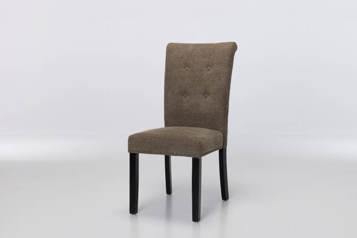 Cabrini Upholstered Dining Chairs with Black Legs - Brown Linen